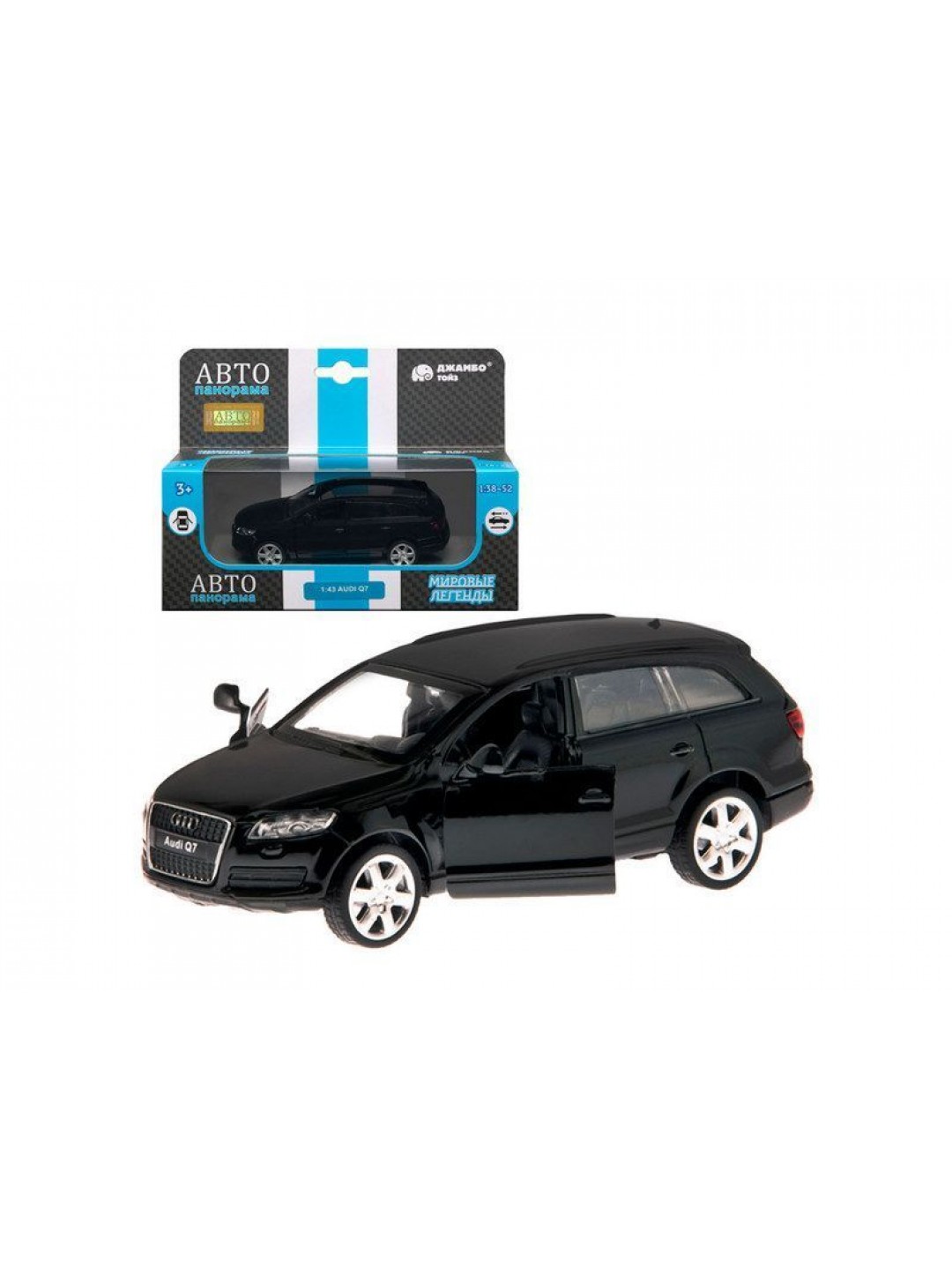 Машина "АВТОПАНОРАМА" Audi Q7, черный, 1/43, инерция, откр. двери, в/к 17,5*12,5*6,5 см