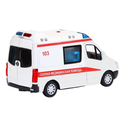 Машина "АВТОПАНОРАМА" Mercedes Sprinter "Скорая помощь", белый, 1/32, в/к 18*9*13,5 см