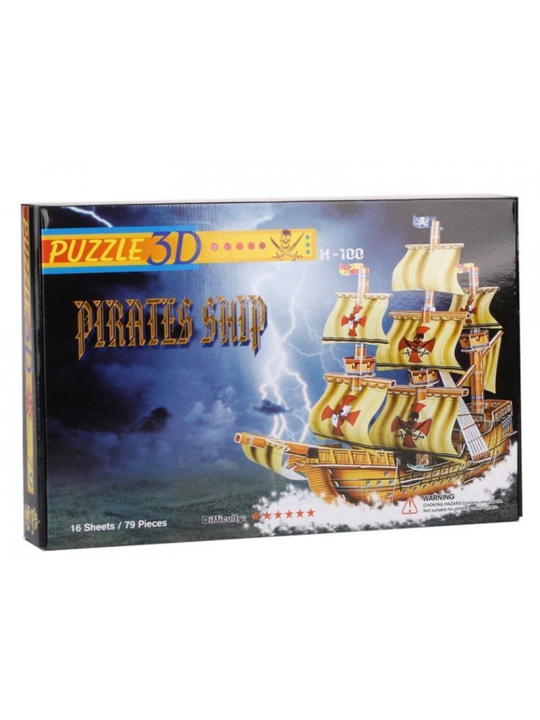 3D пазлы из пенокартона ПИРАТСКИЙ КОРАБЛЬ (79 деталей)