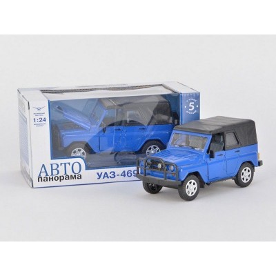 Машина "АВТОПАНОРАМА" УАЗ-469 1/24 в/к 22*12*11 см, синяя