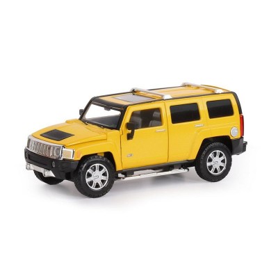 Машина "АВТОПАНОРАМА" Hummer H3, желтый, 1/24, свет, звук, в/к 24,5*12,5*10,5 см