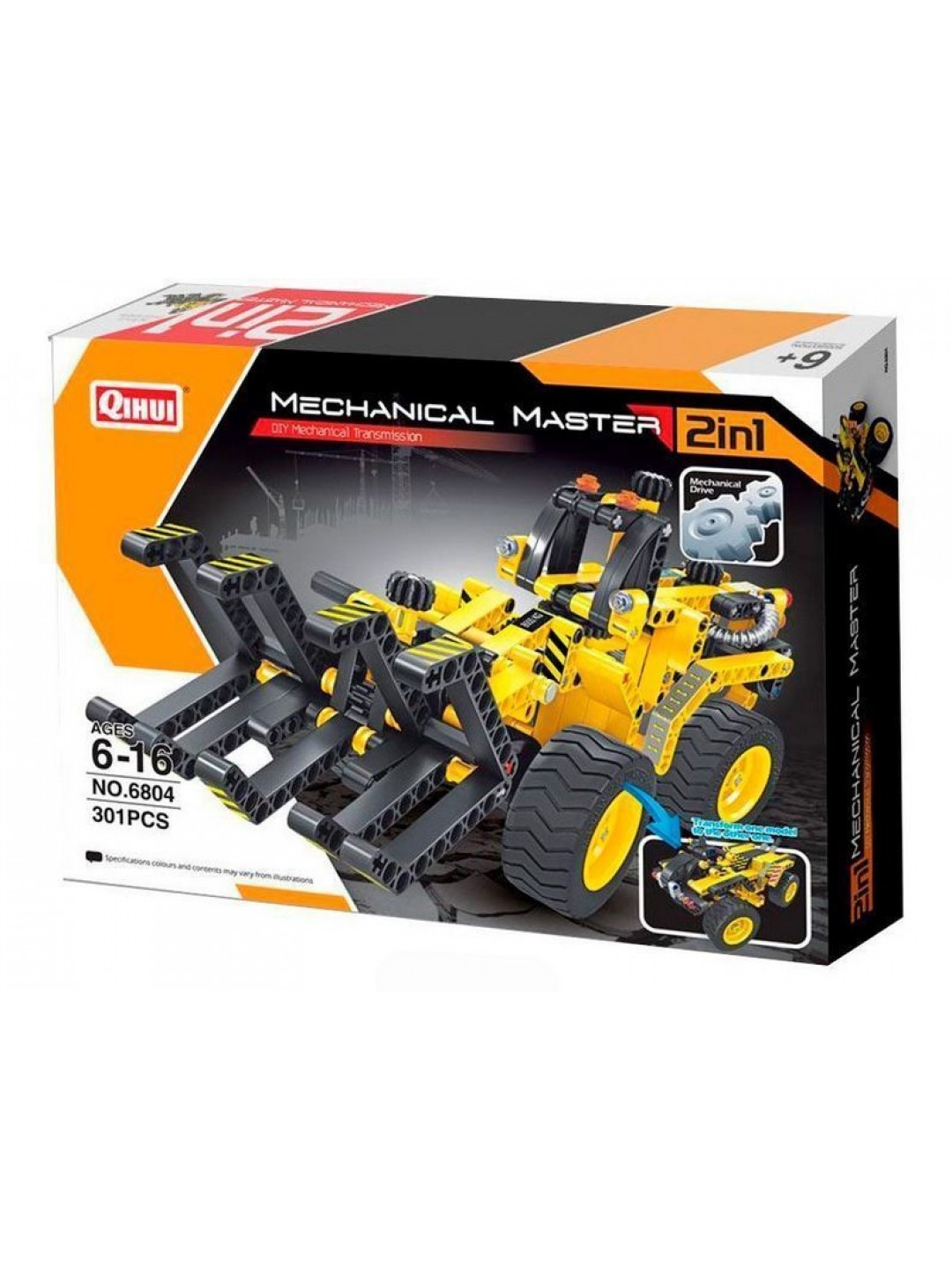 Конструктор Qihui Mechanical Master 2 в 1 Трактор и Багги (301 деталь)
