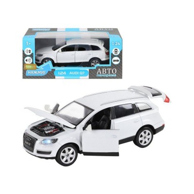 Машина "АВТОПАНОРАМА" Audi Q7, белый, 1/24, свет, звук, в/к 24,5*12,5*10,5 см