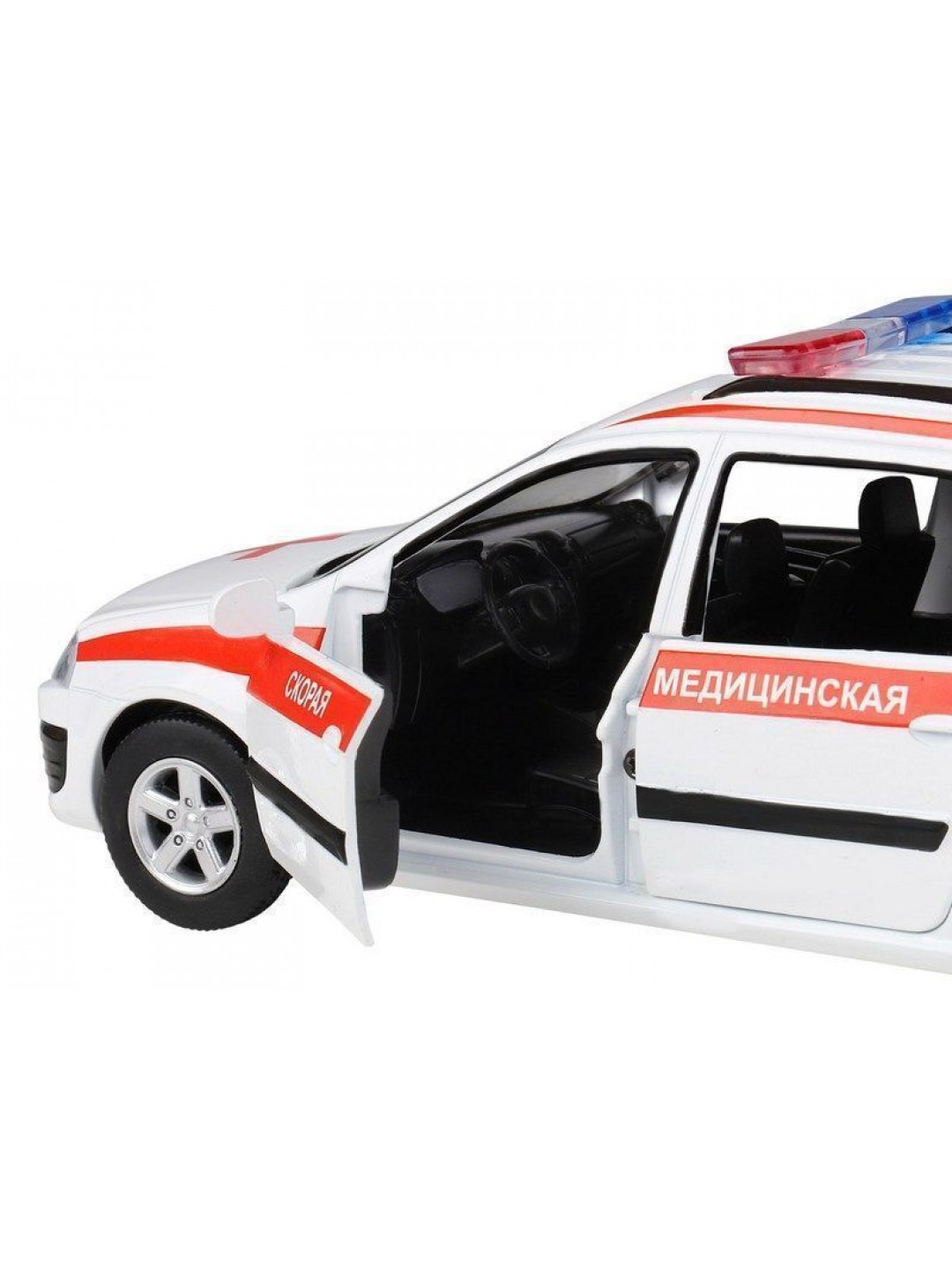 Машина "АВТОПАНОРАМА" LADA LARGUS "Скорая помощь", 1/24, свет, звук, инерция, в/к 24,5*12,5*10,5 см