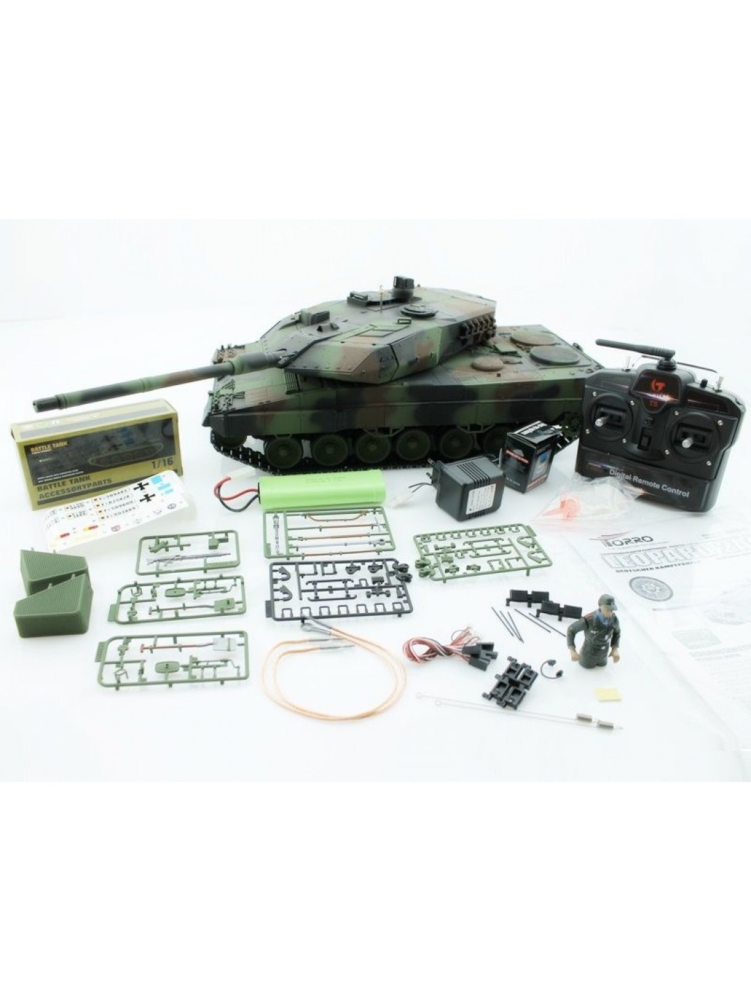 Р/У танк Taigen 1/16 Leopard 2 A6 (Германия) (для ИК танк. боя) САМО 2.4G RTR, деревянная коробка