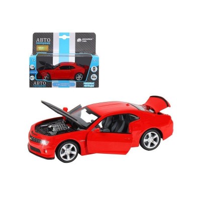 Машина "АВТОПАНОРАМА" Chevrolet Camaro SS, красный, 1/32, свет, звук, инерция, в/к 17,5*13,5*9 см