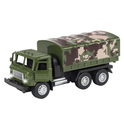 Машина "АВТОПАНОРАМА" "Грузовик", хаки, 1/32, свет, звук, инерция, в/к 24*8*10 см