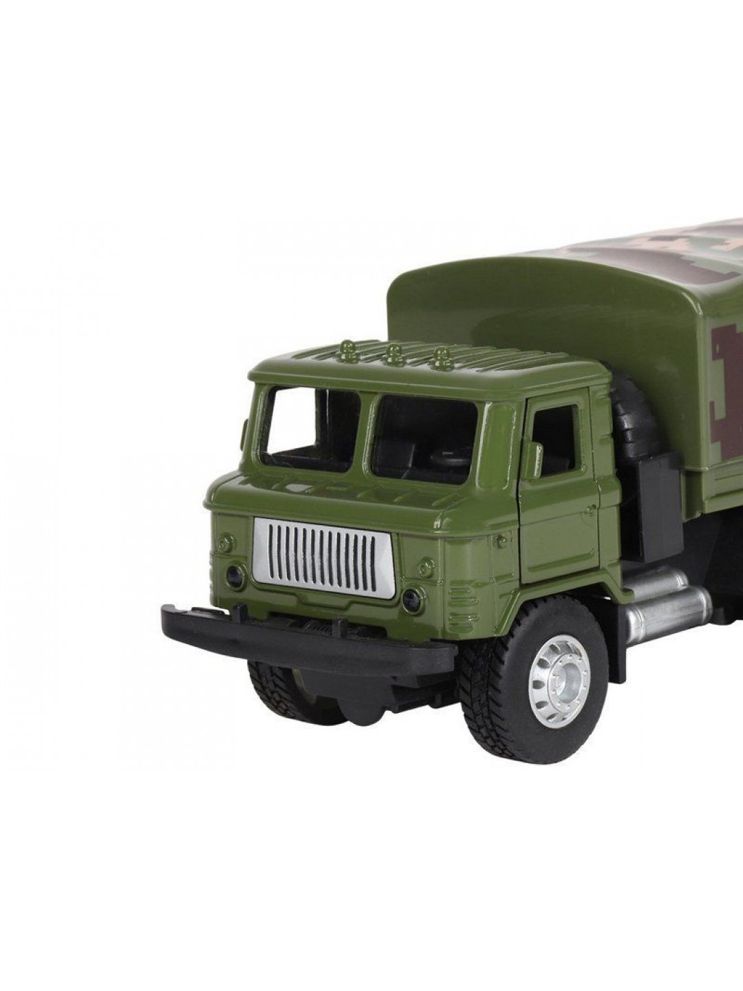 Машина "АВТОПАНОРАМА" "Грузовик", хаки, 1/32, свет, звук, инерция, в/к 24*8*10 см