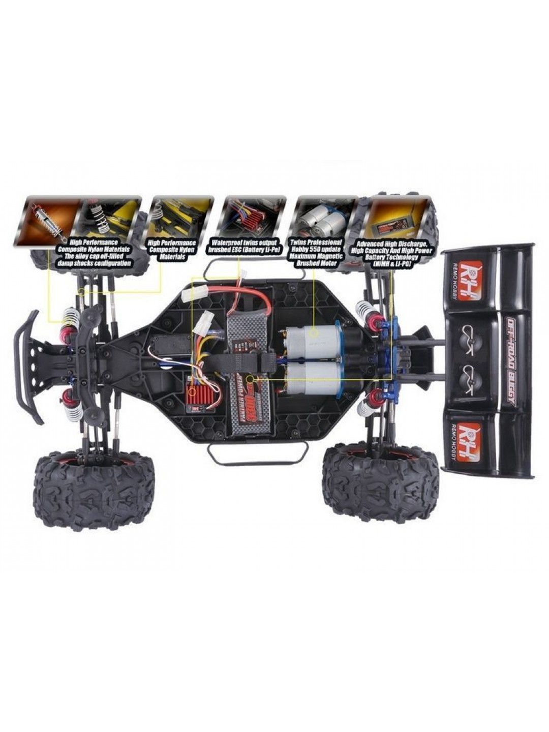 Радиоуправляемая трагги Remo Hobby EVO-R TWINS MOTOR (зеленая) 4WD 2.4G 1/8 RTR