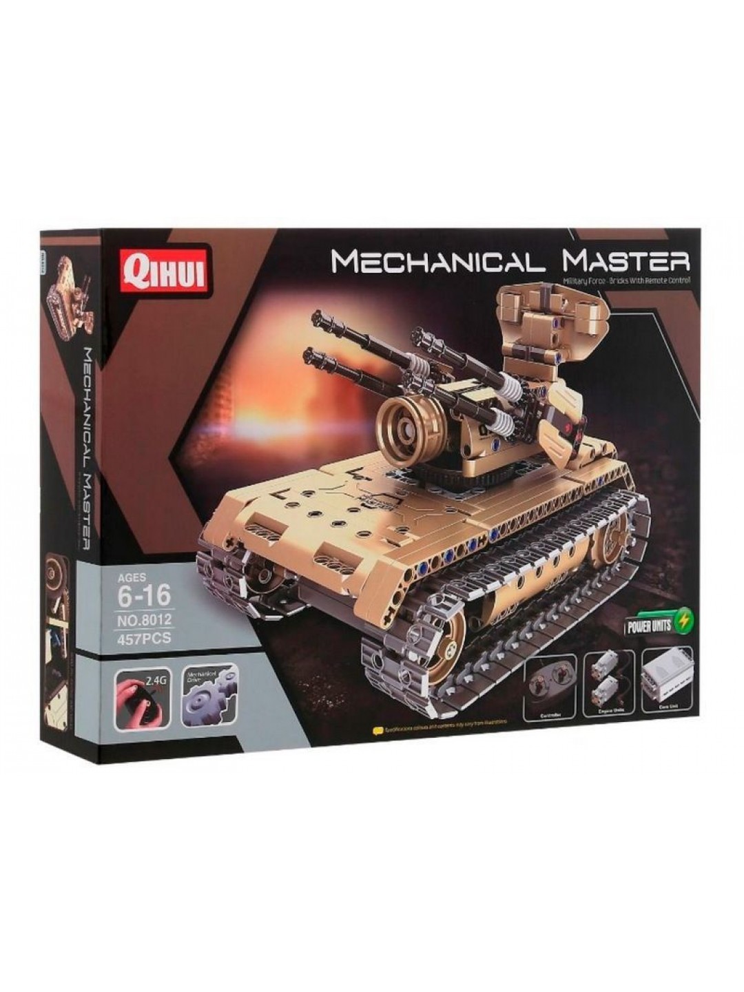 Р/У конструктор Qihui Mechanical Master Зенитный танк (457 деталей)