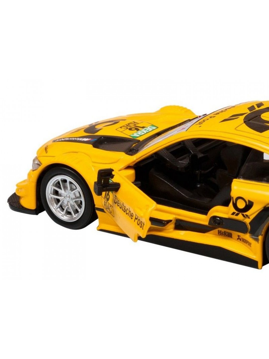 Машина "АВТОПАНОРАМА" BMW M4, 1/44, желтый, инерция, откр. двери, в/к 17,5*12,5*6,5 см