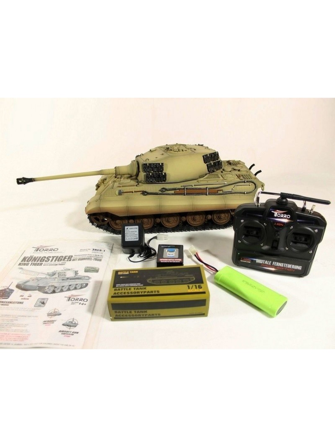 Р/У танк Torro King Tiger (башня Henschel) 1/16 2.4G, ИК-пушка, деревянная коробка