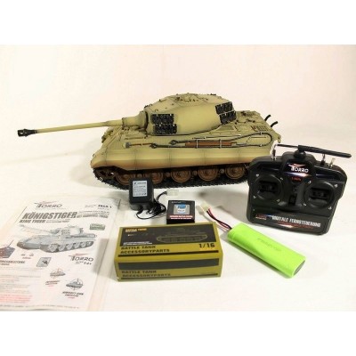 Р/У танк Torro King Tiger (башня Henschel) 1/16 2.4G, ИК-пушка, деревянная коробка
