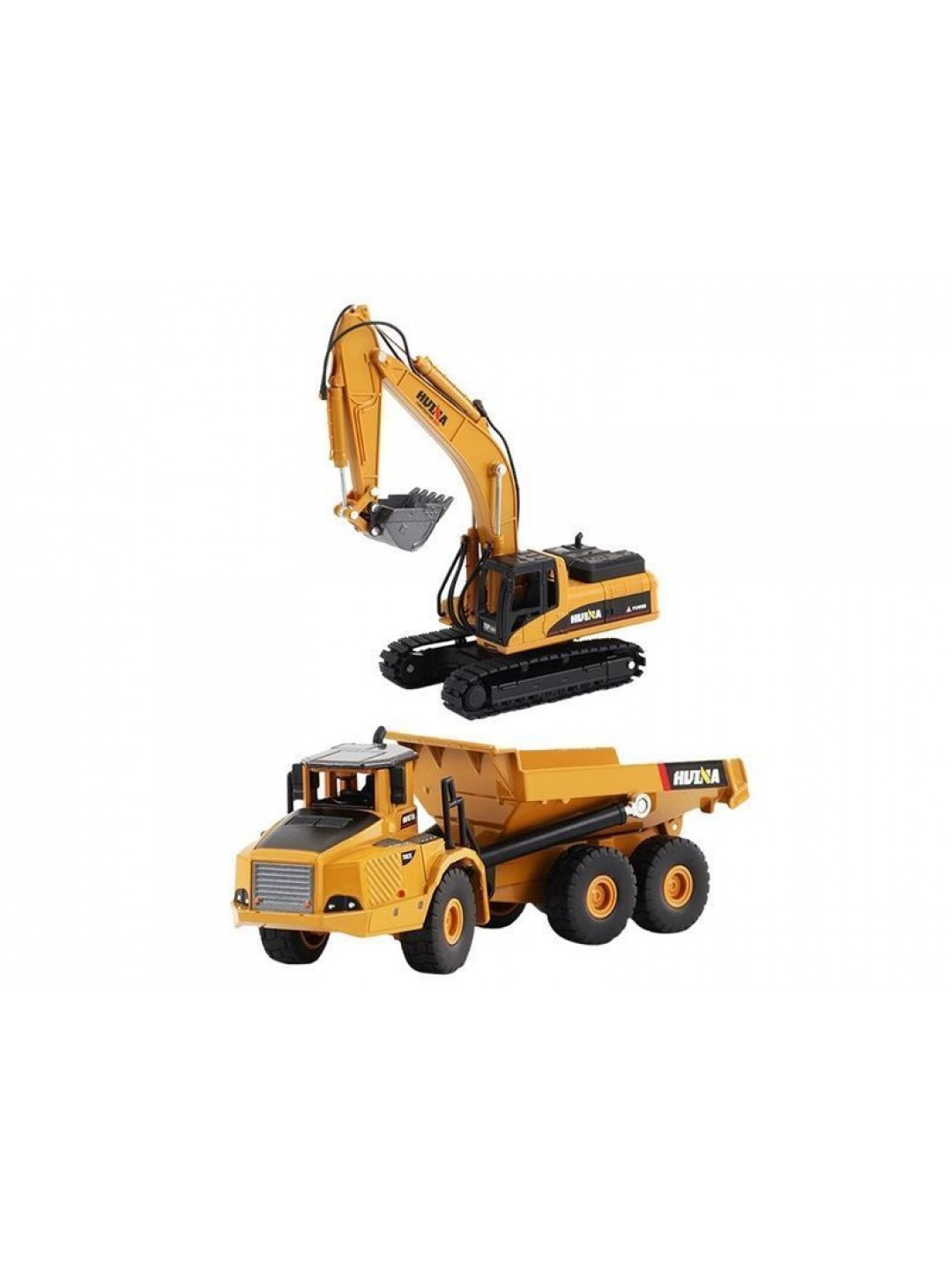 Металлический экскаватор с ковшом + самосвал HUI NA TOYS 1/50