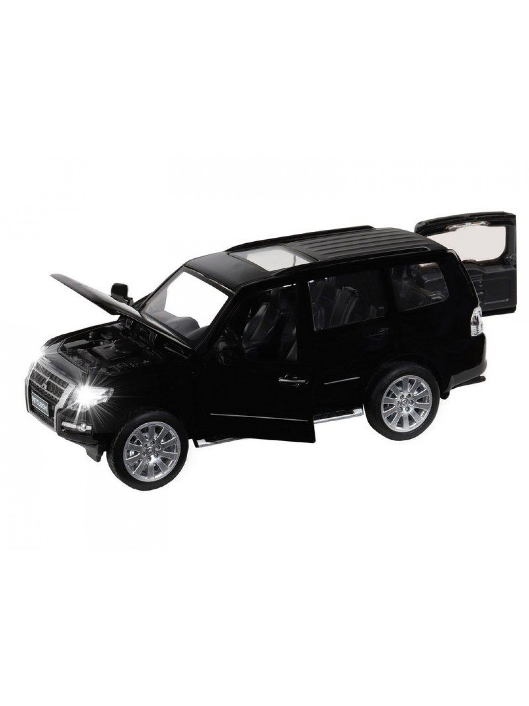 Машина "АВТОПАНОРАМА" Mitsubishi Pajero 4WD Tubro, черный, 1/33, свет, звук, в/к 17,5*13,5*9 см