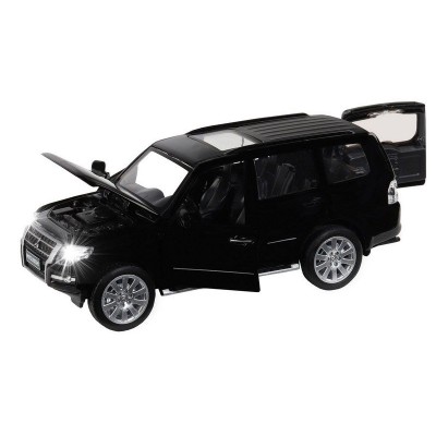 Машина "АВТОПАНОРАМА" Mitsubishi Pajero 4WD Tubro, черный, 1/33, свет, звук, в/к 17,5*13,5*9 см
