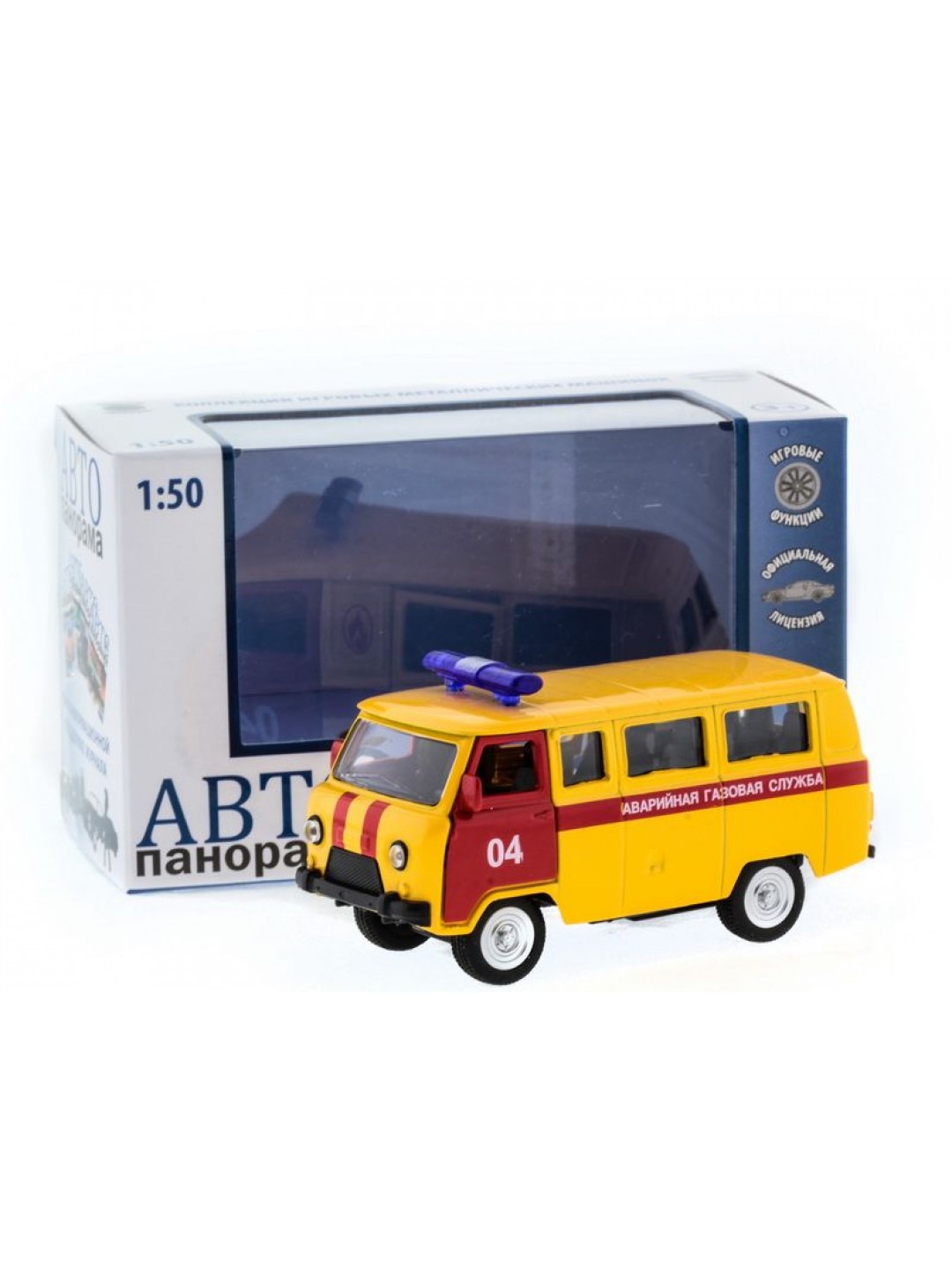 Машина "АВТОПАНОРАМА" инерц. УАЗ (аварийная) 1/50, в/к 12*7*5,5 см