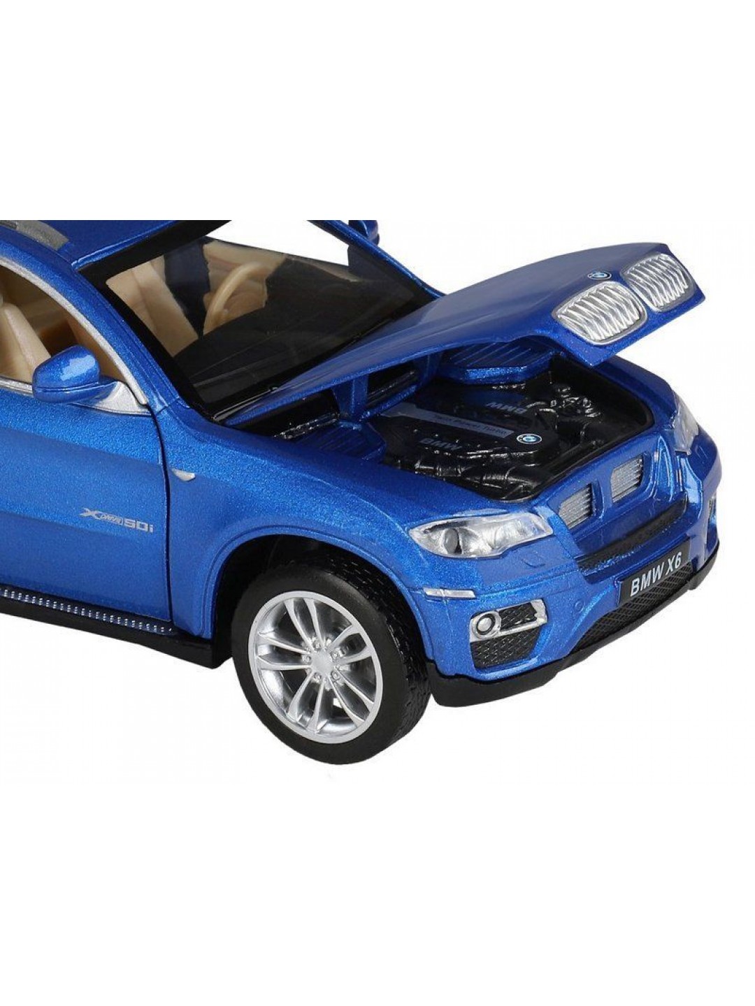 Машина "АВТОПАНОРАМА" BMW X6, синий, 1/32, свет, звук, инерция, в/к 17,5*13,5*9 см