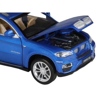 Машина "АВТОПАНОРАМА" BMW X6, синий, 1/32, свет, звук, инерция, в/к 17,5*13,5*9 см