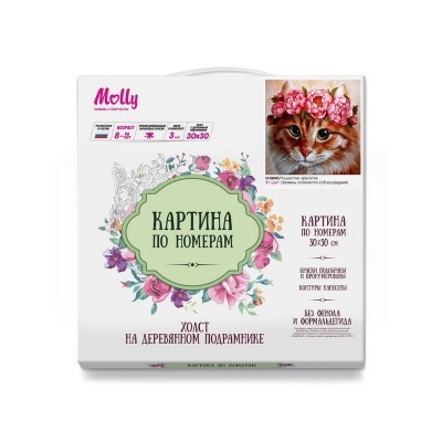 Картина по номерам 30х30 Пушистая красотка (21 цвет)