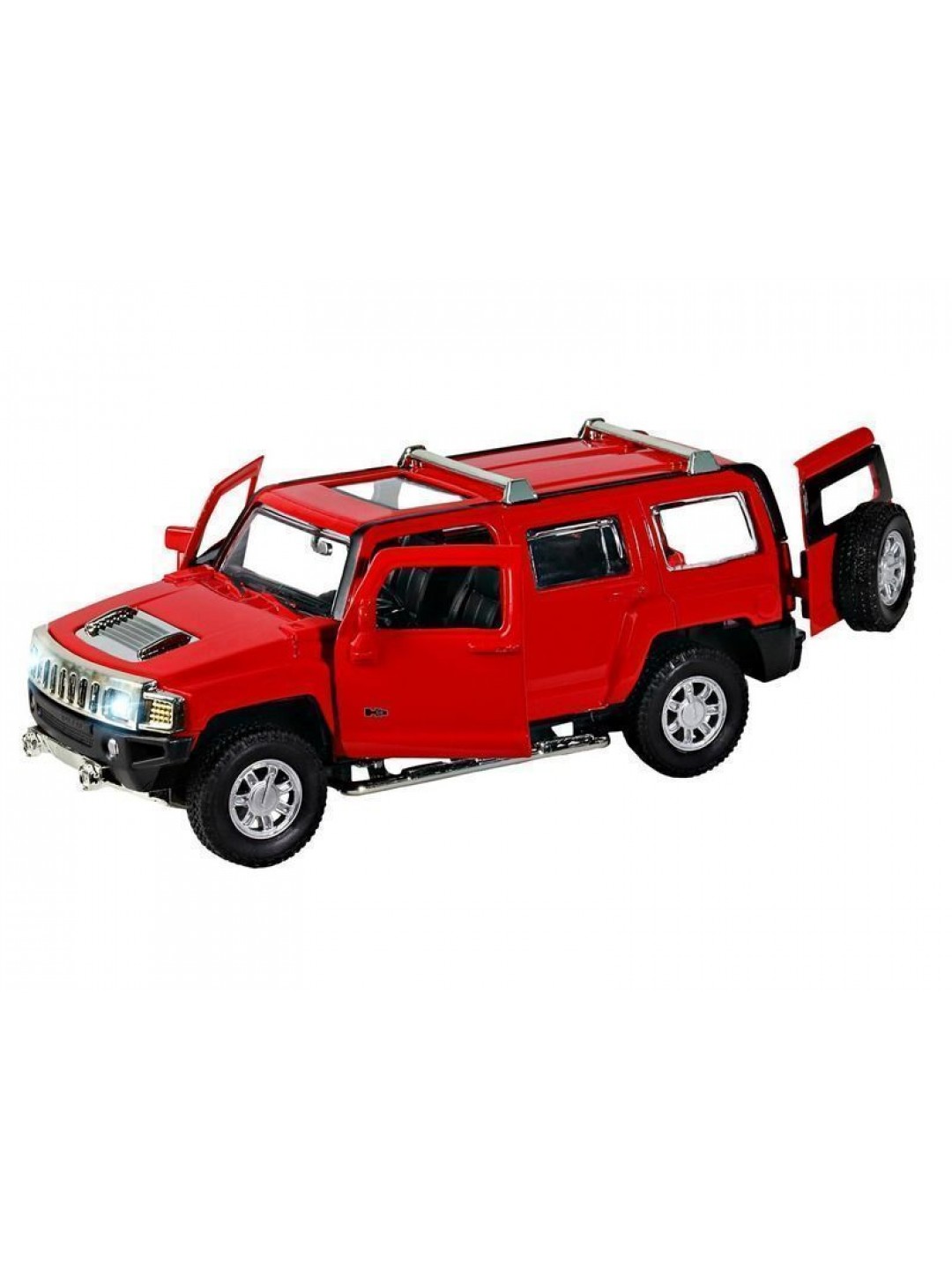 Машина "АВТОПАНОРАМА" Hummer H3, красный, 1/32, свет, звук, инерция, в/к 17,5*13,5*9 см