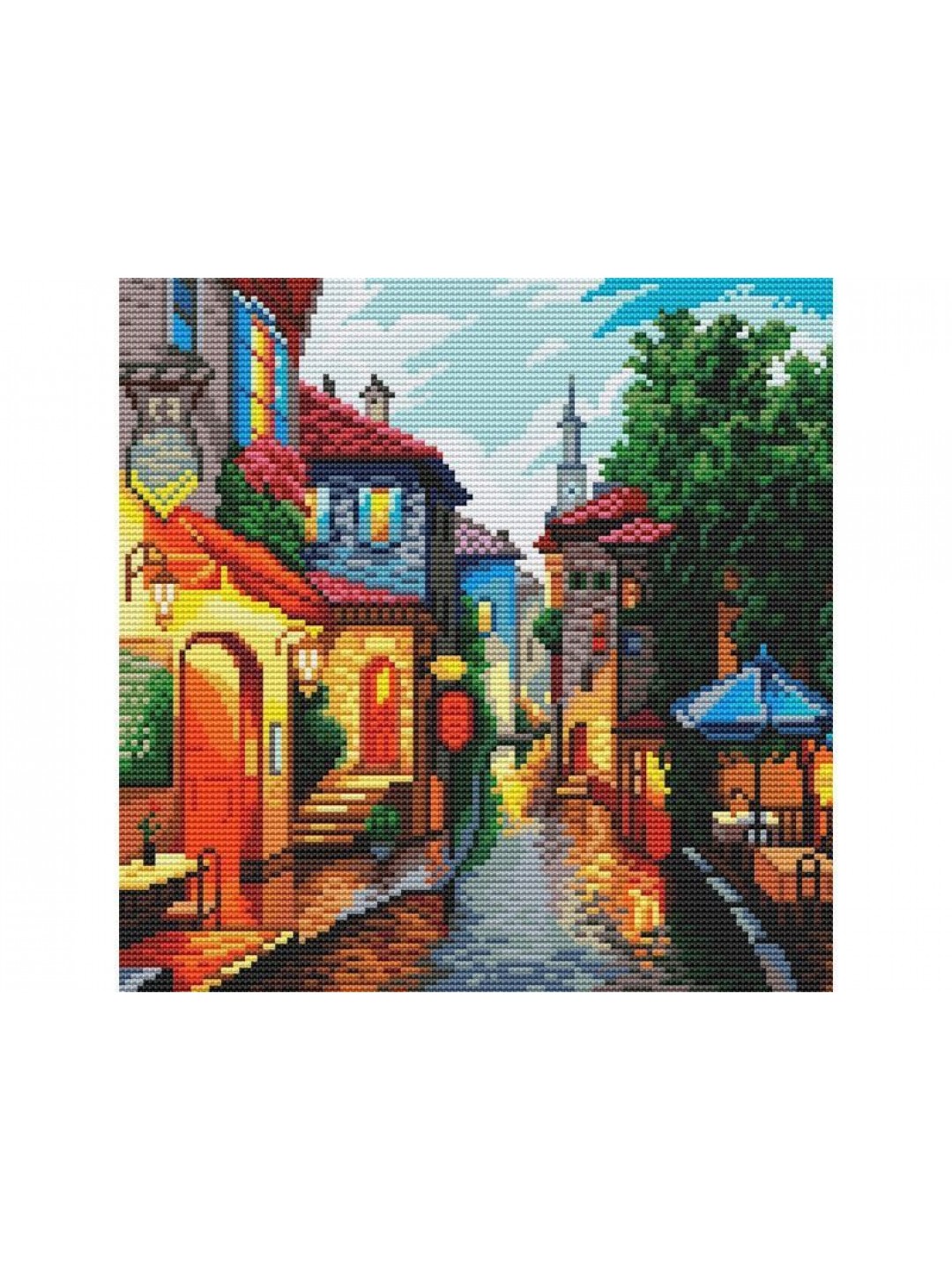 Картина мозаикой 30х30 ТИХАЯ УЛОЧКА (квадрат) (40 цветов)