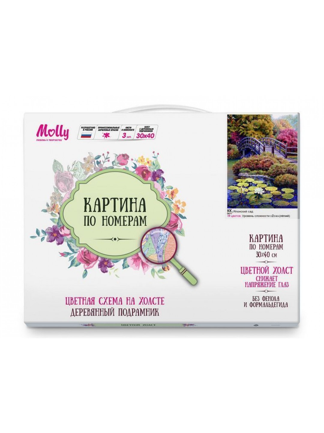Картина по номерам с цветной схемой на холсте 30х40 ЯПОНСКИЙ САД (19 цветов)