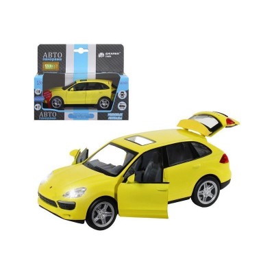 Машина "АВТОПАНОРАМА" Porsche Cayenne S, желтый, 1/32, свет, звук, инерция, в/к 17,5*13,5*9 см