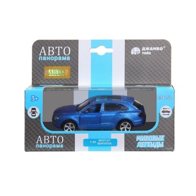 Машина "АВТОПАНОРАМА" BENTLEY BENTAYGA, синий, 1/45, инерция, в/к 17,5*12,5*6,5 см