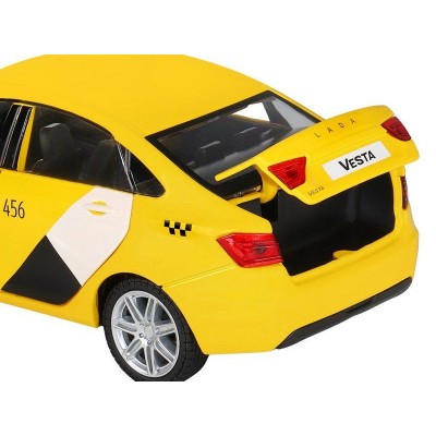 Машина "АВТОПАНОРАМА" Яндекс.Такси  LADA VESTA, желтый, 1/24, в/к 24,5*12,5*10,5 см
