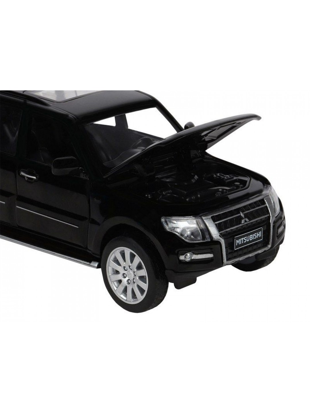 Машина "АВТОПАНОРАМА" Mitsubishi Pajero 4WD Tubro, черный, 1/33, свет, звук, в/к 17,5*13,5*9 см