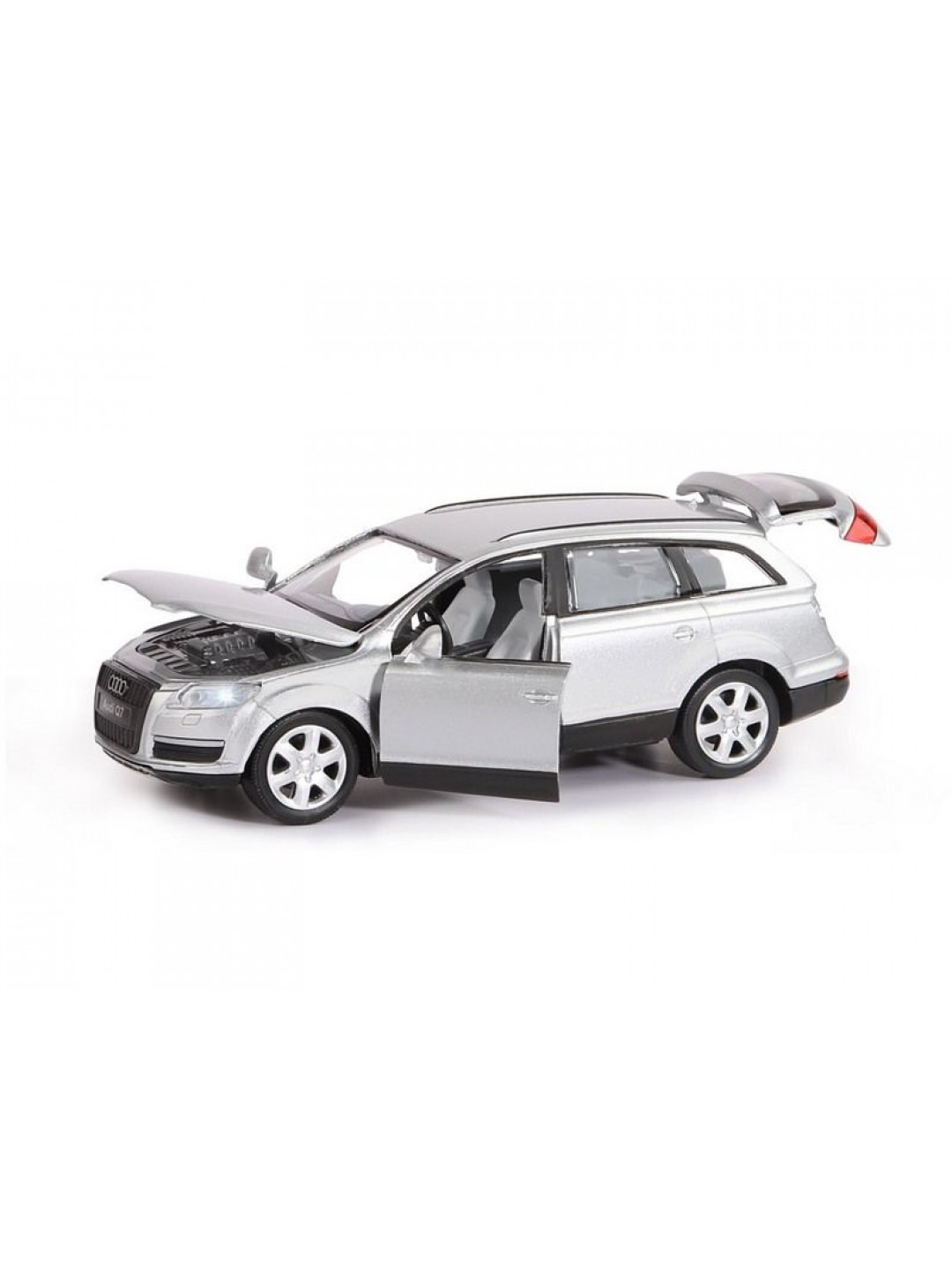 Машина "АВТОПАНОРАМА" Audi Q7, серебряный, 1/32, свет, звук, инерция, в/к 17,5*13,5*9 см