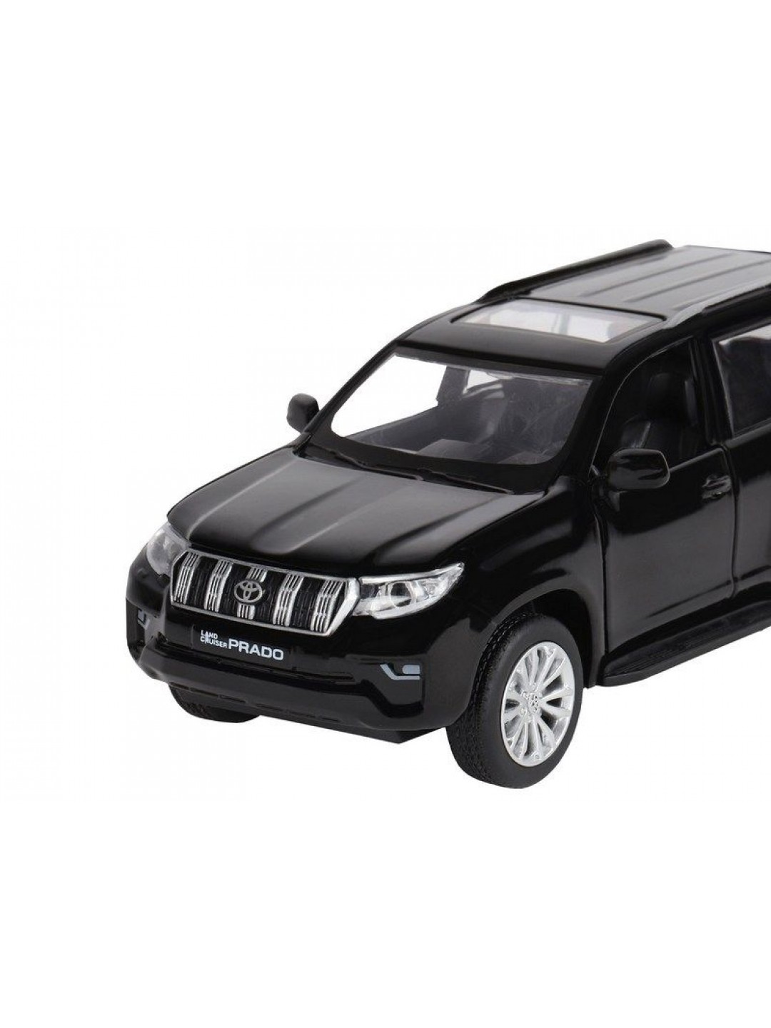 Машина "АВТОПАНОРАМА" Land Cruiser Prado, черный, 1/32, свет, звук, инерция, в/к 17,5*13,5*9 см