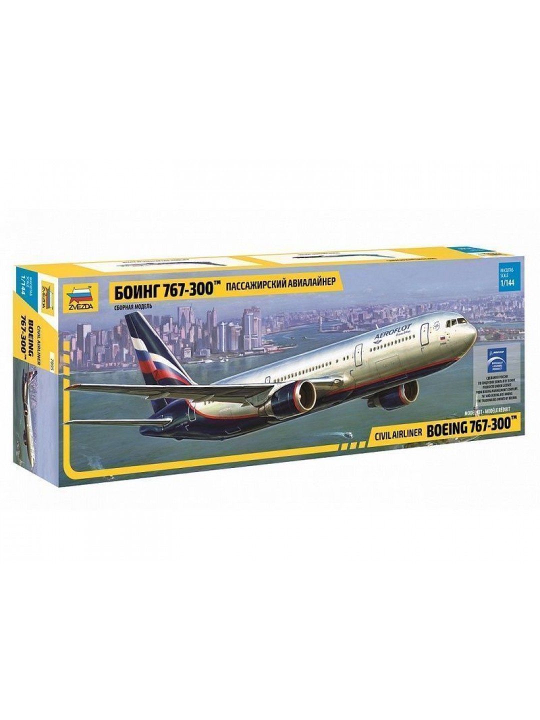 Сборная модель ZVEZDA Пассажирский авиалайнер Боинг 767-300, 1/144