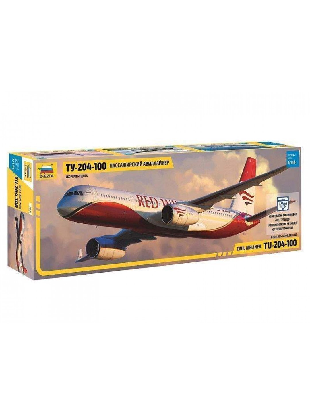 Сборная модель ZVEZDA Пассажирский авиалайнер Ту-204-100, 1/144
