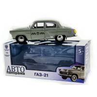 Машина "АВТОПАНОРАМА" ГАЗ-21 "Волга" 1/24 в/к  26*12*11см, серая
