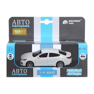 Машина "АВТОПАНОРАМА" KIA K7, белый, 1/41, инерция, в/к 17,5*12,5*6,5 см
