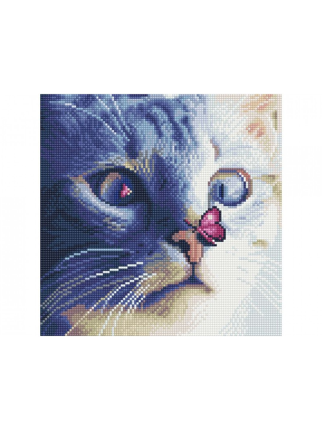 Картины мозаикой 30х30 КОТ С БАБОЧКОЙ (28 цветов)
