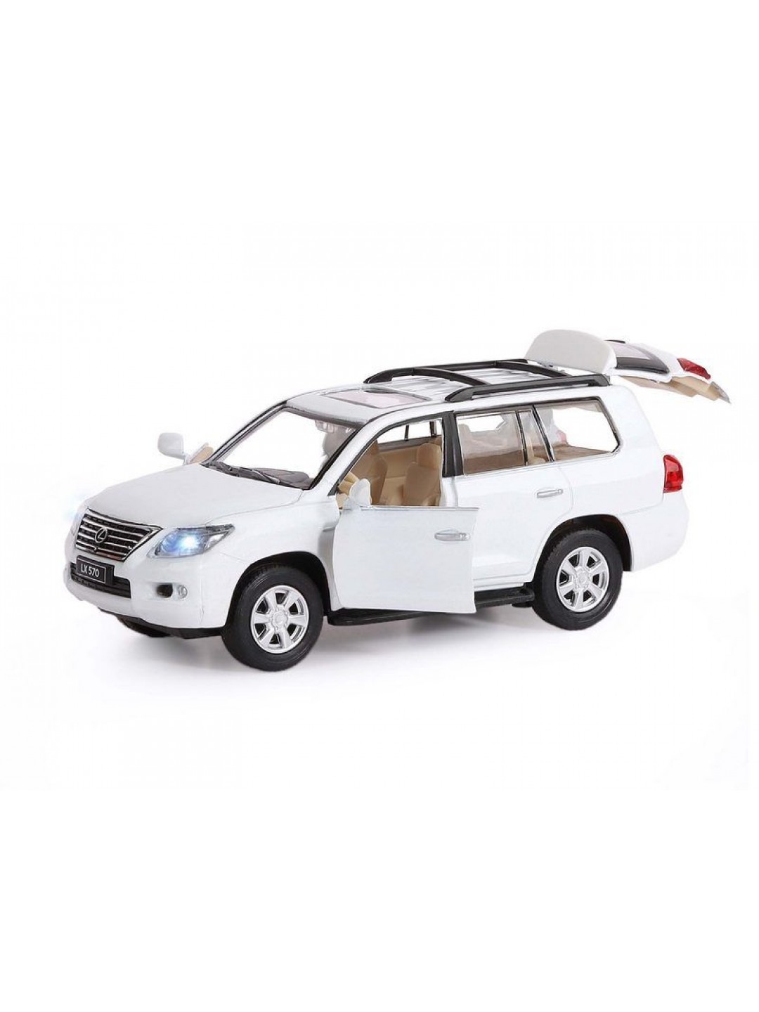 Машина "АВТОПАНОРАМА" Lexus LX570, белый, 1/32, свет, звук, инерция, в/к 17,5*13,5*9 см