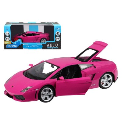 Машина "АВТОПАНОРАМА" Lamborghini Gallardo, розовый, 1/24, свет, звук, в/к 24,5*12,5*10,5 см