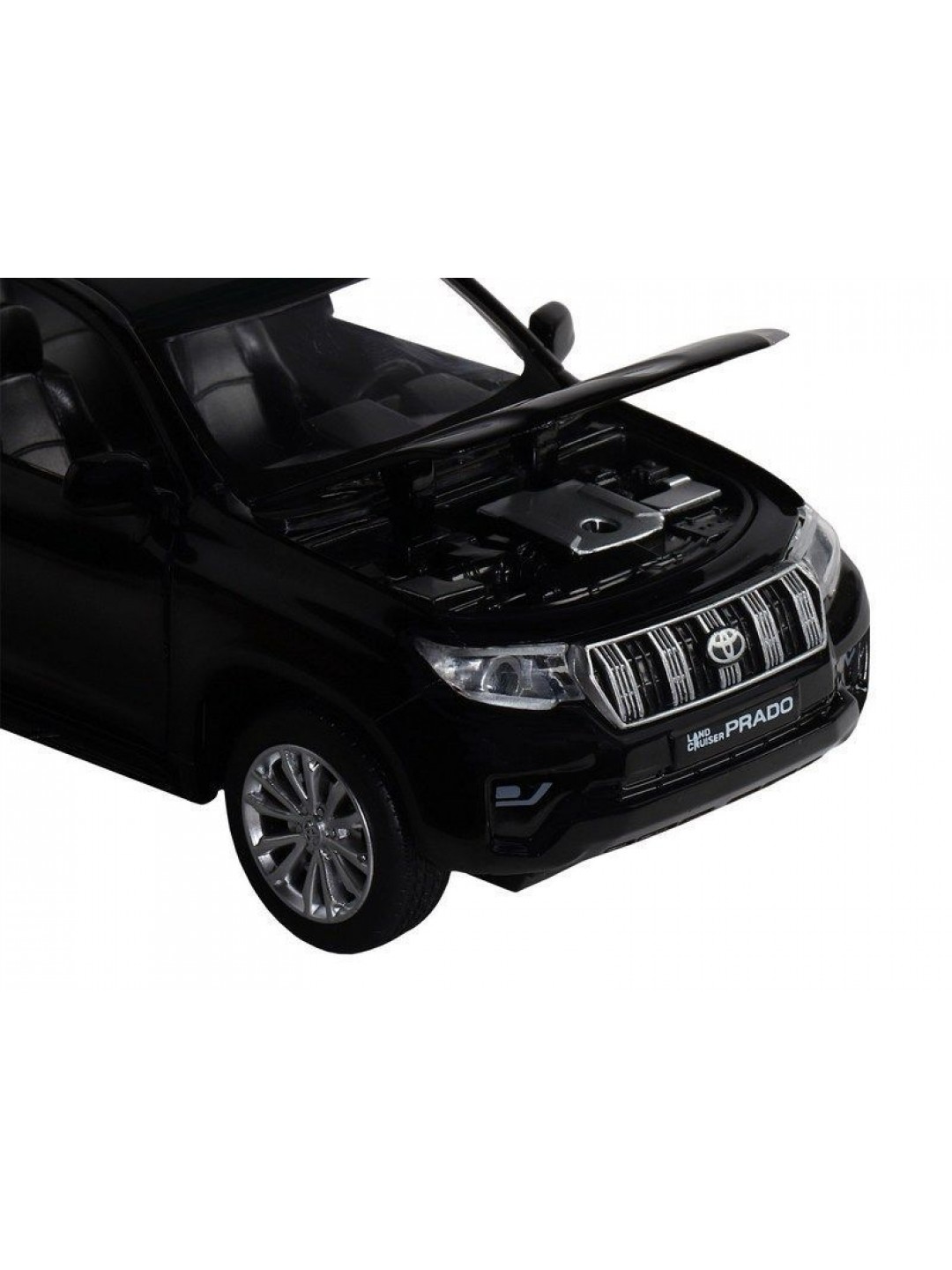 Машина "АВТОПАНОРАМА" Land Cruiser Prado, черный, 1/32, свет, звук, инерция, в/к 17,5*13,5*9 см