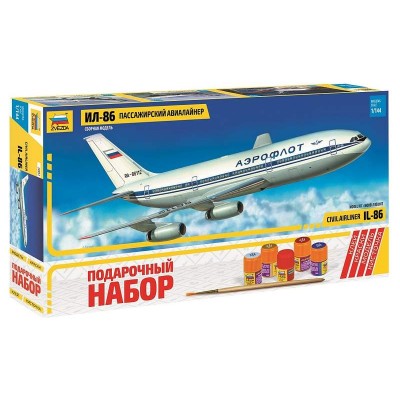 Сборная модель ZVEZDA Пассажирский авиалайнер Ил-86, подарочный набор, 1/144