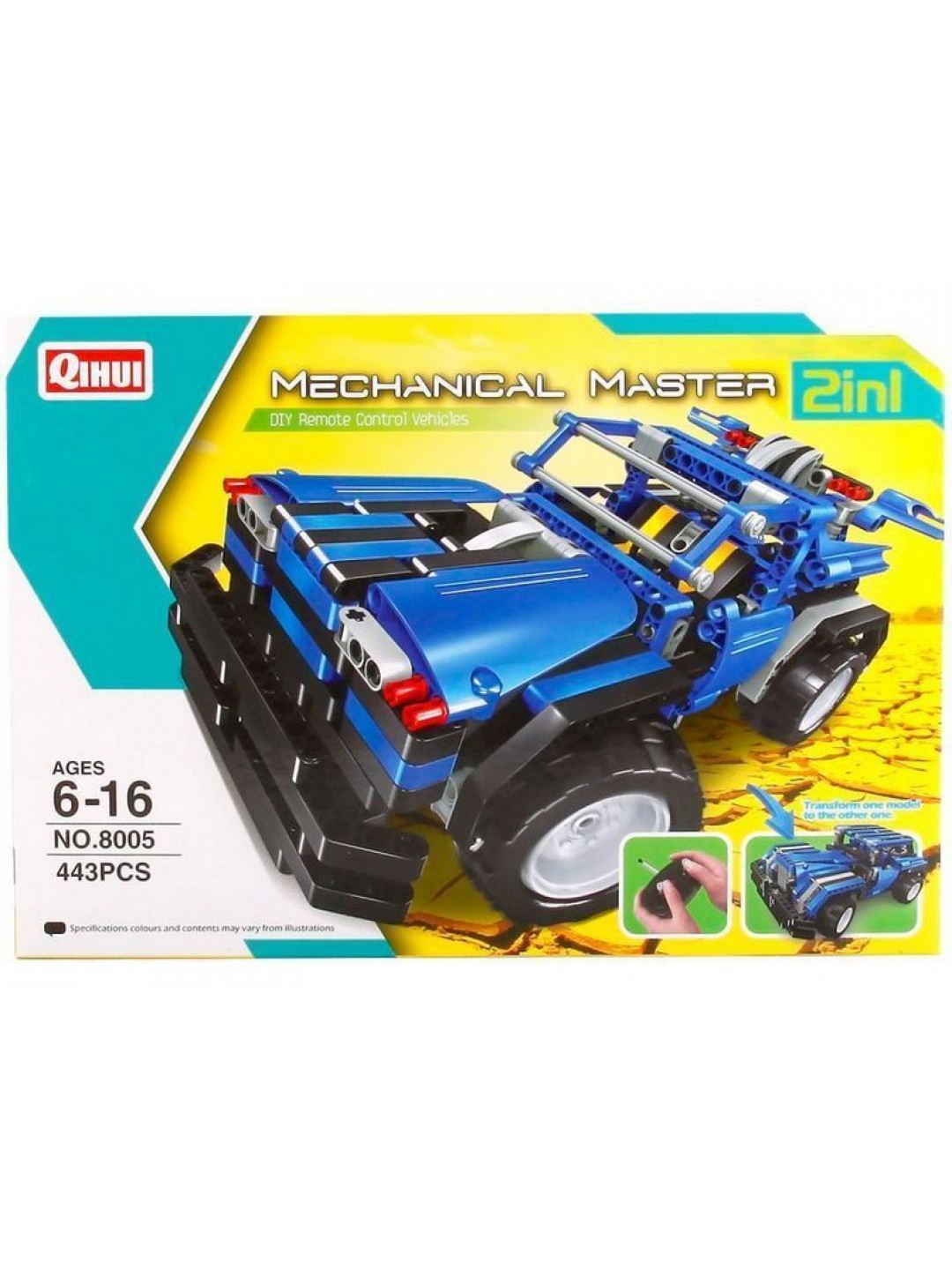 Р/У конструктор Qihui Mechanical Master 2 в 1 Спорткар и Седан (443 детали)
