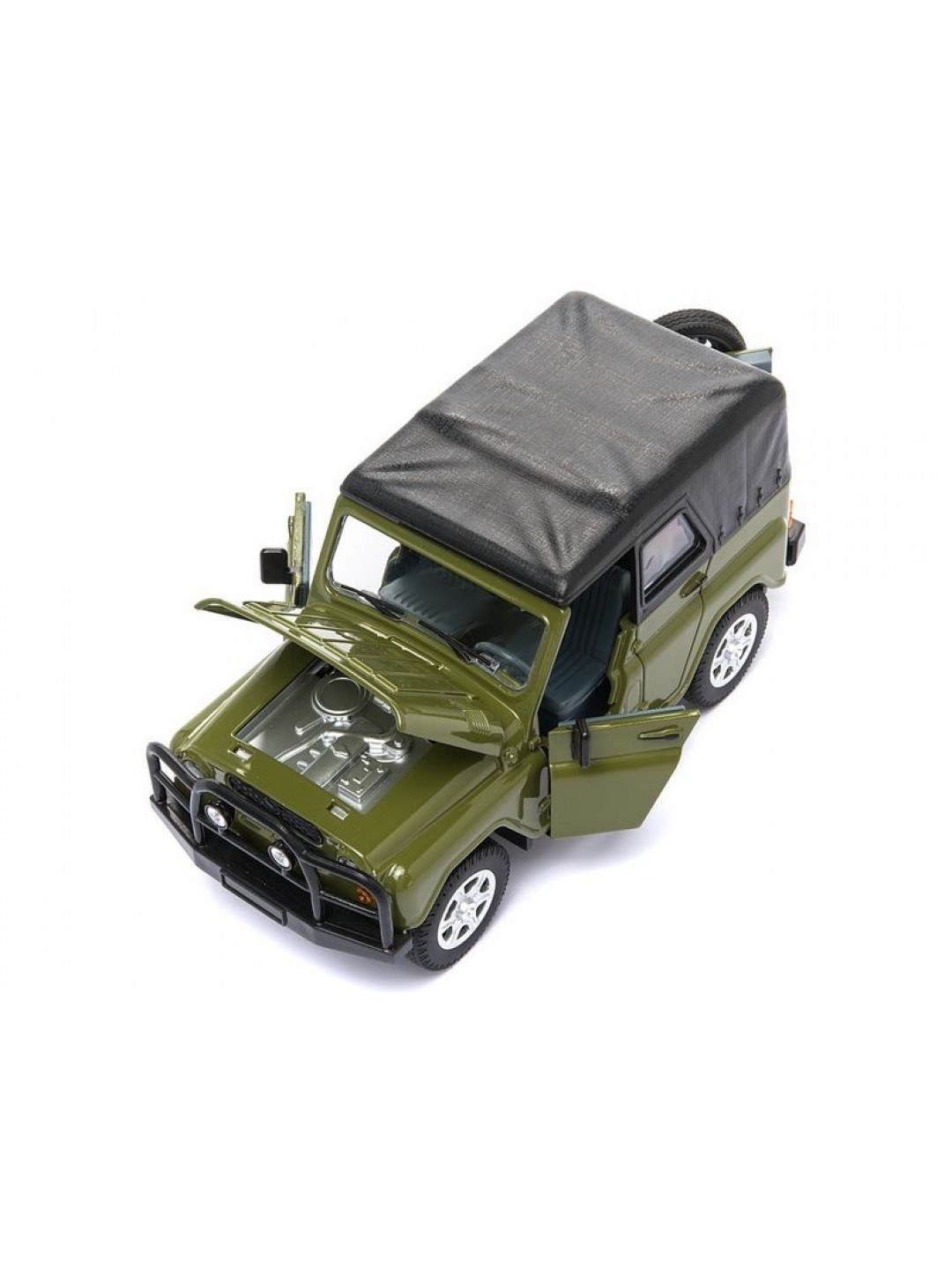 Машина "АВТОПАНОРАМА" УАЗ-469 1/24 в/к 22*12*11 см, защитный-зеленый