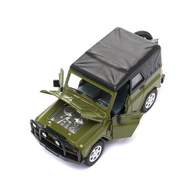 Машина "АВТОПАНОРАМА" УАЗ-469 1/24 в/к 22*12*11 см, защитный-зеленый