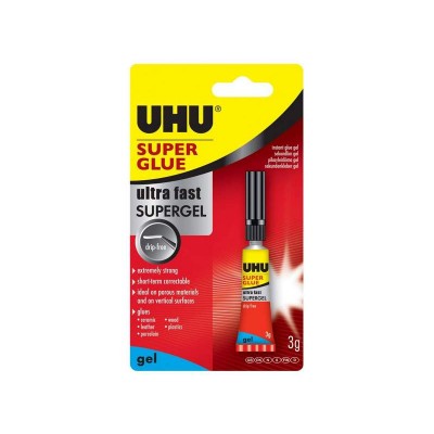 КЛЕЙ УНИВЕРСАЛЬНЫЙ СЕКУНДНЫЙ UHU SUPER GLUE ГЕЛЬ 3Г БЛИСТЕР КЛЕЙ УНИВЕРСАЛЬНЫЙ СЕКУНДНЫЙ UHU SUPER GLUE ГЕЛЬ 3Г БЛИСТЕР