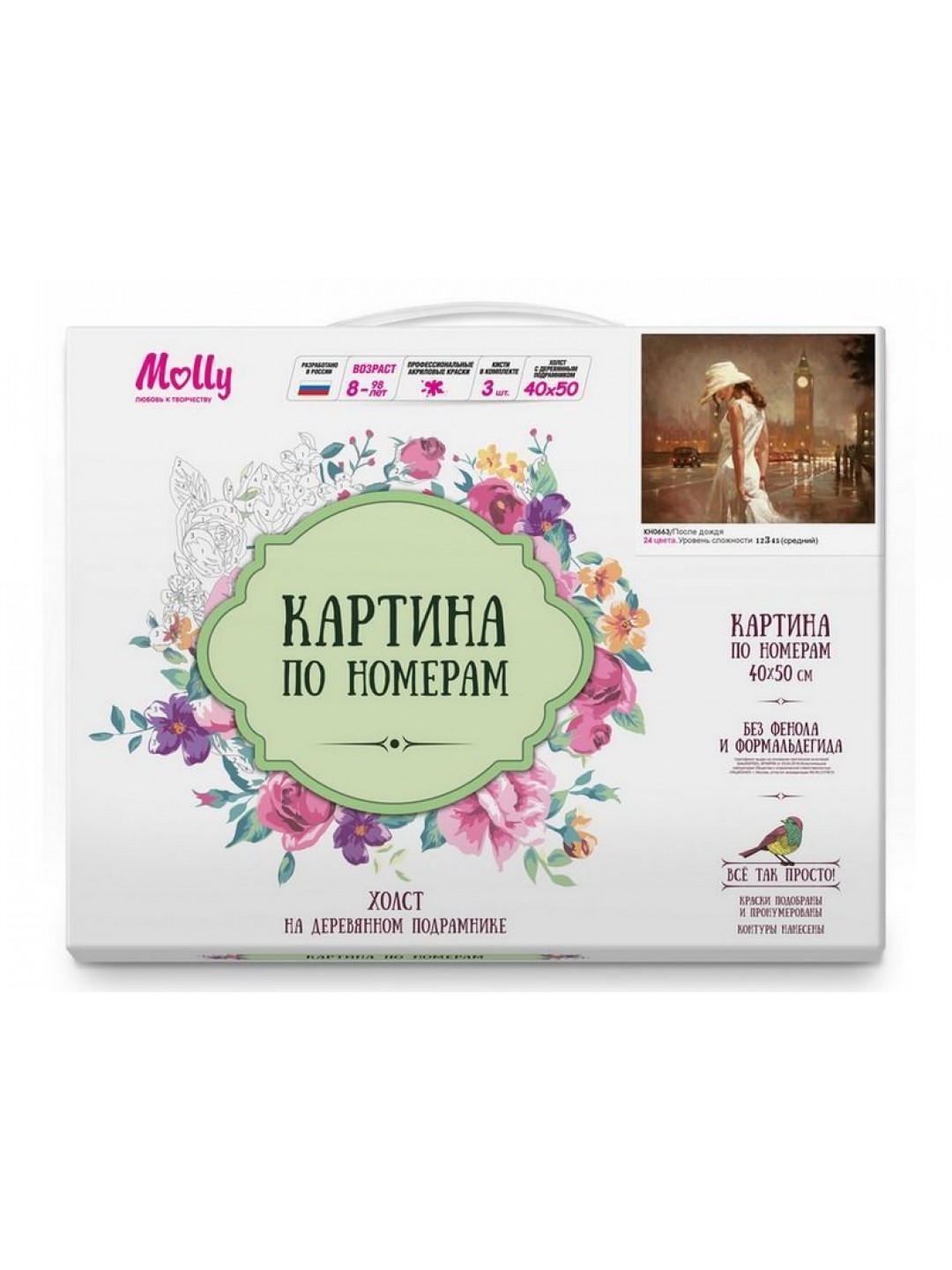 Картина по номерам 40х50 ПОСЛЕ ДОЖДЯ (24 цвета)