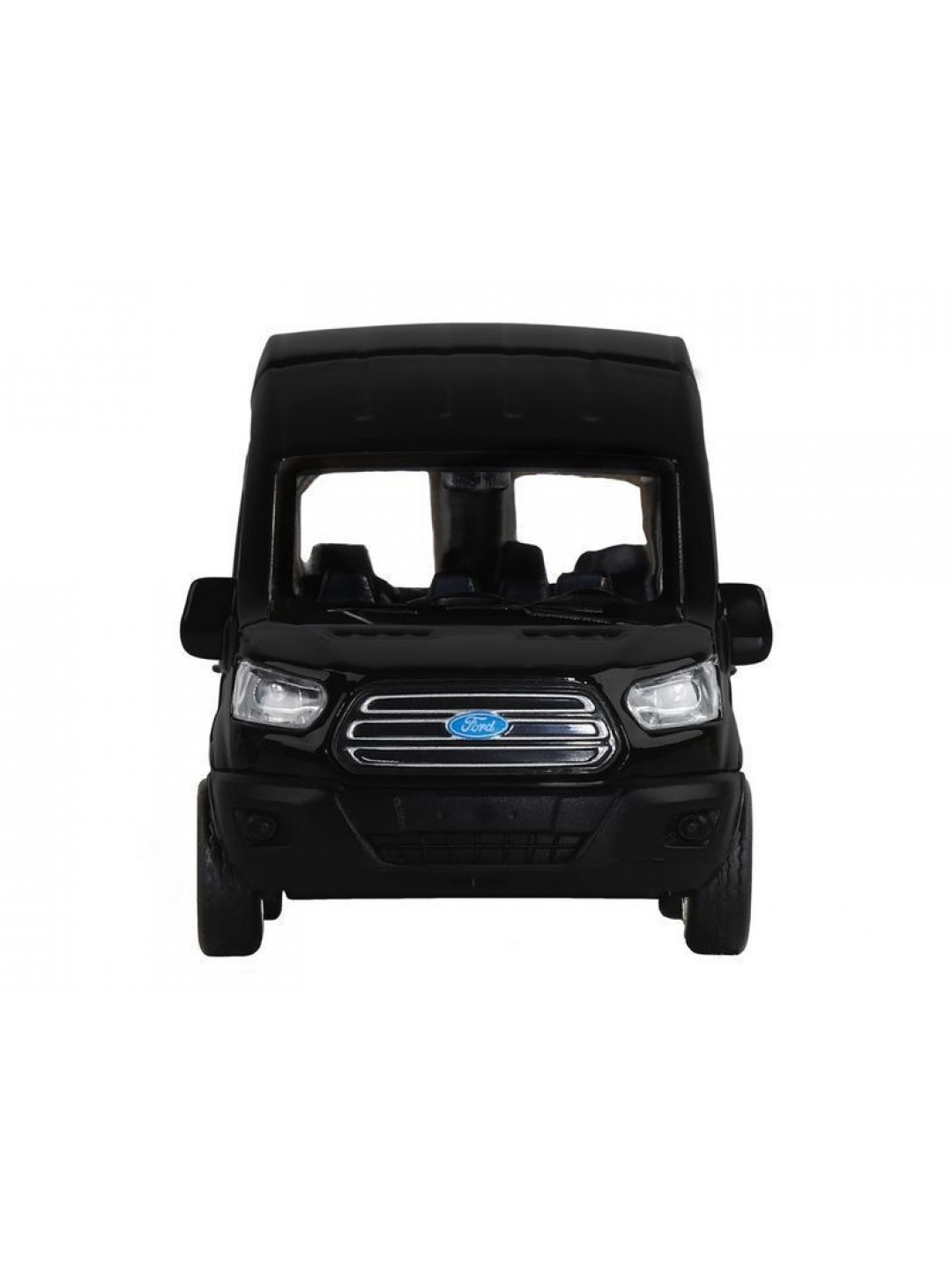 Машина "АВТОПАНОРАМА" Ford Transit, черный, 1/52, инерция, откр. двери, в/к 17,5*12,5*6,5 см