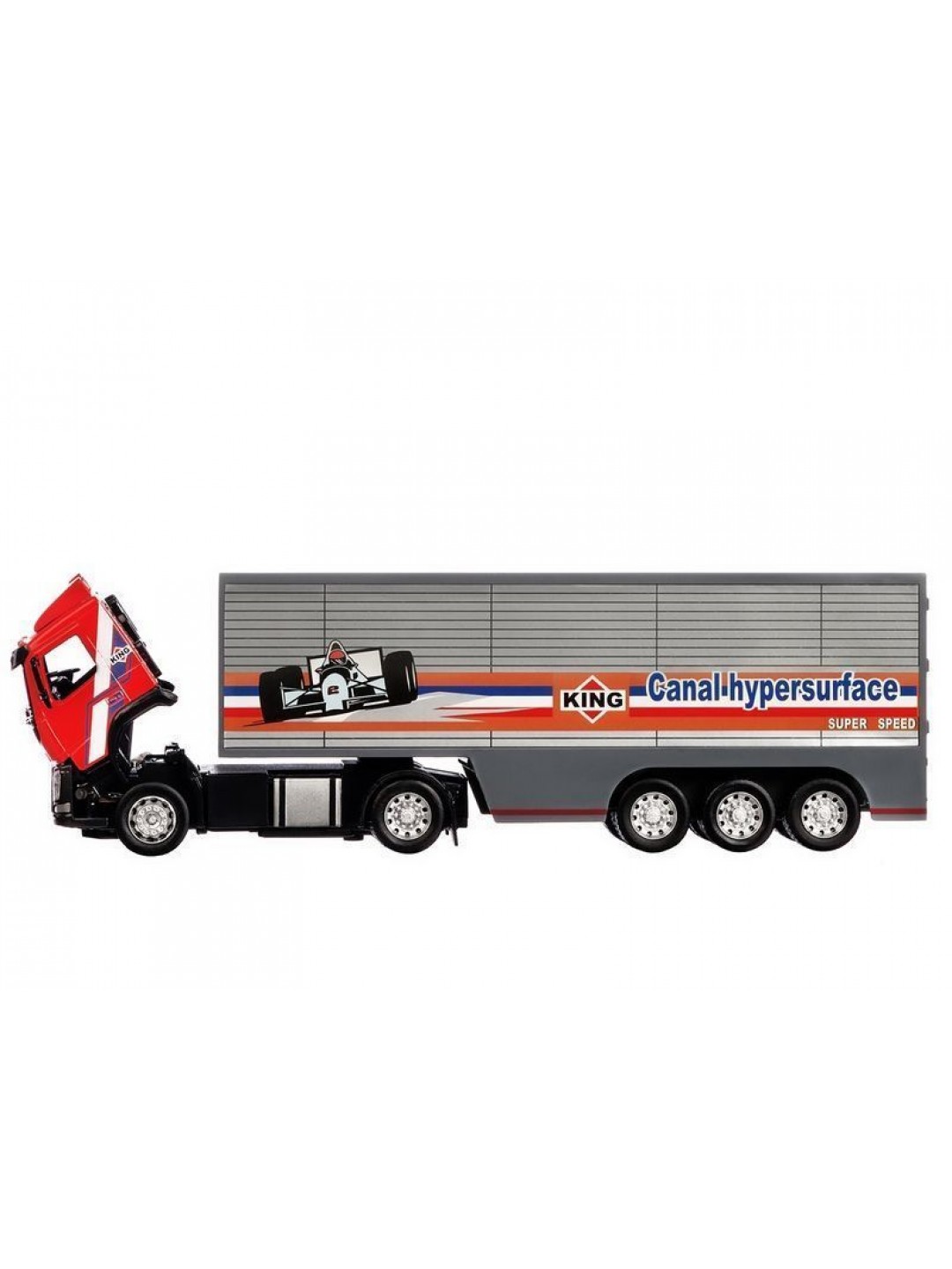 Машина "АВТОПАНОРАМА" Volvo, красный, 1/50, свет, звук, в/к 28*14*10 см
