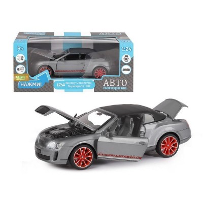 Машина "АВТОПАНОРАМА" Bentley Continental Supersports ISR, серый мет, 1/24, в/к 24,5*12,5*10,5 см